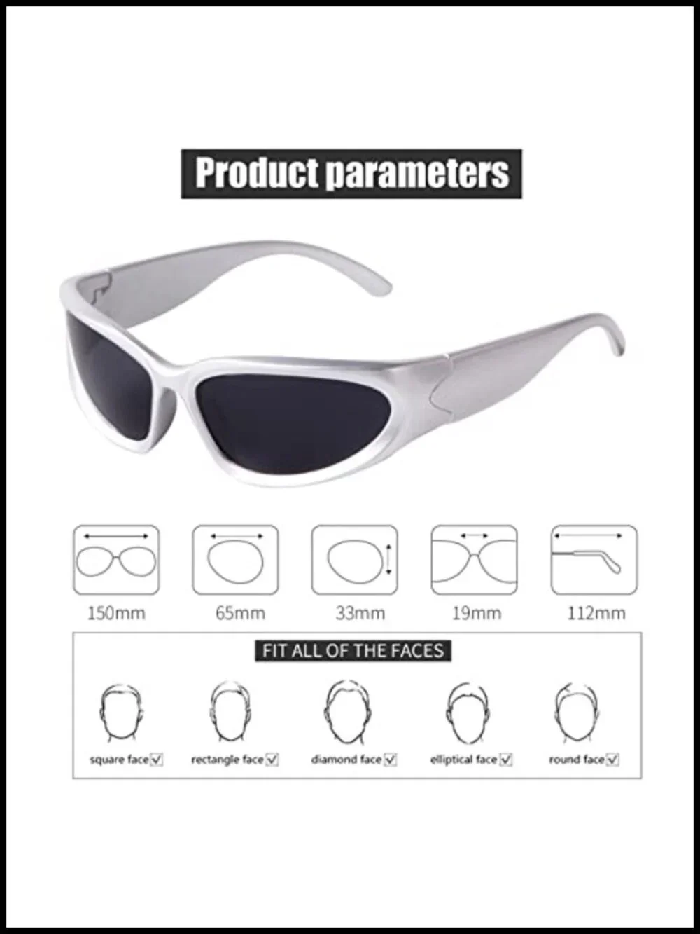 Flexible Wrap Sunglasses UV400 Protection Oval Retro Shades Unisex